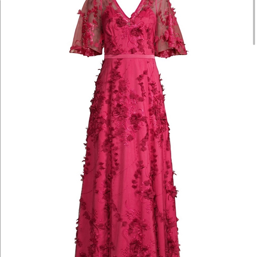 Aidan Mattox Applied Floral V-Neck Gown